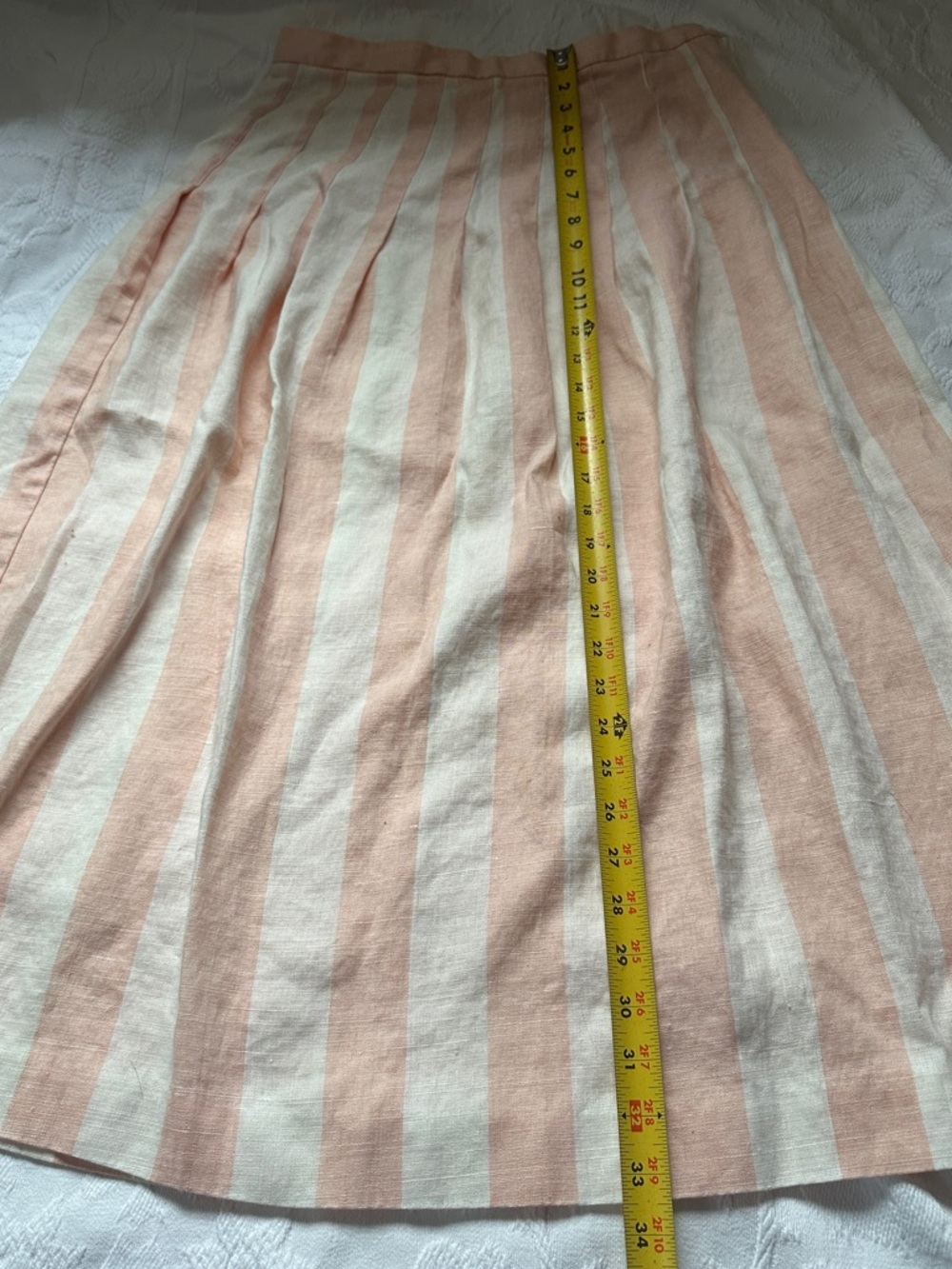 Striped Pink and Cream A-Line Women's Skirt - Picture 4 of 9